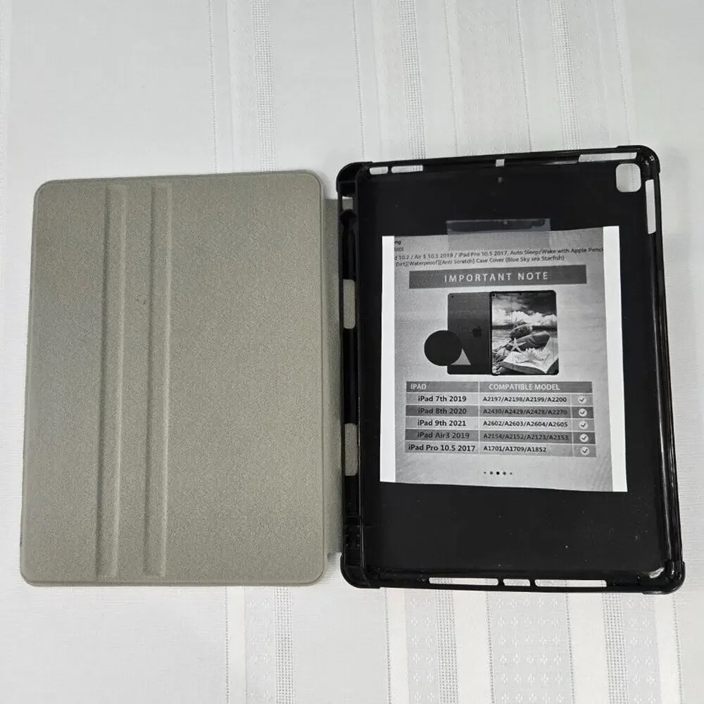 IPad or Air Tablet Case with Auto Sleep/Wake Lid - Beach Theme Front & Back